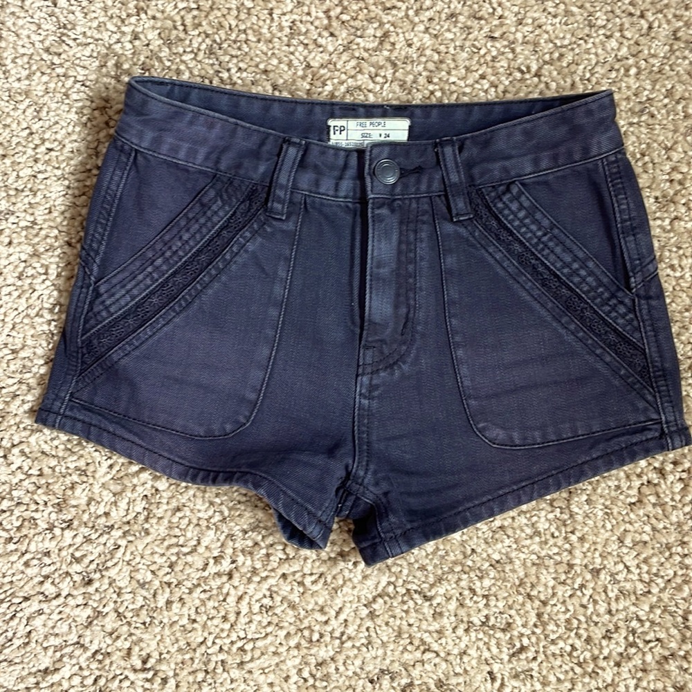 Free people black jean shorts. Size 24
